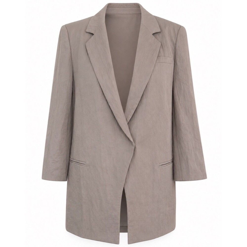 Elizabeth & James Beige Blazer Women Sz 6 3/4 Sleeve Modern Minimalist Chic EUC
